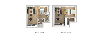 a floor plan of a house with a bedroom and a living room