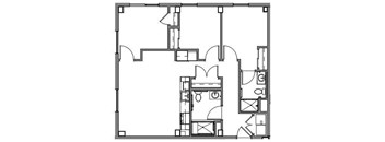 A black and white image of a floor plan of a house.
