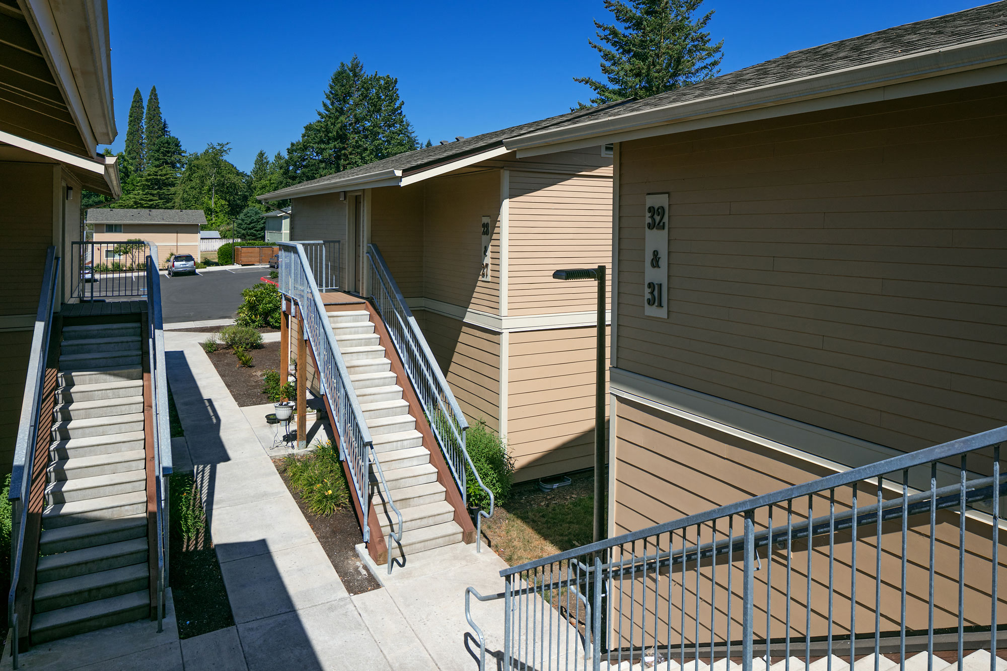 View from apartment down to stairs
