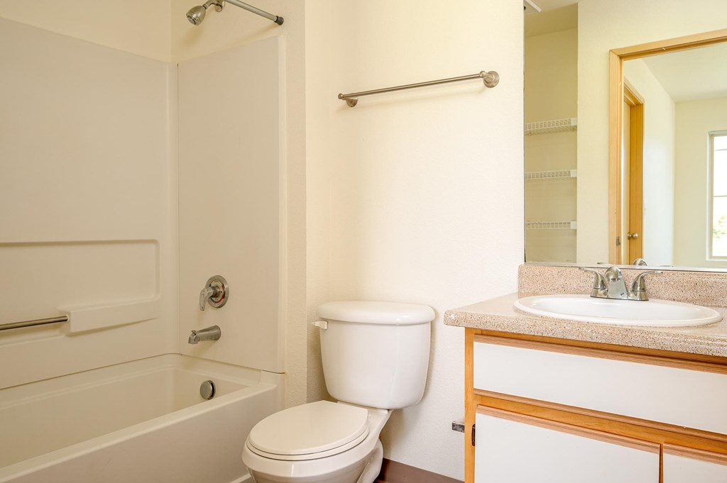 A white toilet sits next to a sink in a bathroom.