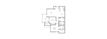 A floor plan of a house with labeled rooms such as living, dining, patio, bedroom, storage, master bedroom, and closet.
