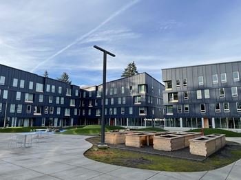 a view of the building from the courtyard