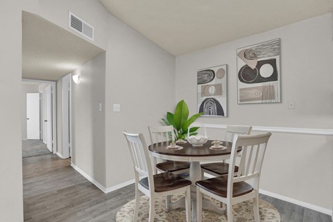 a dining nook in the model apartment at Rock Creek in Cordova