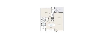 a floor plan of a studio apartment with a bedroom and a living room