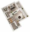 3D-1Bedx1Bath-FloorPlan 1 bedroom 1 bathroom 3D floor plan at Berry Falls Apartments, Vestavia Hills, 35216