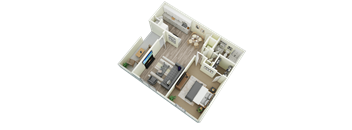 1 bedroom floor plan at Rock Creek Apartments in Cordova