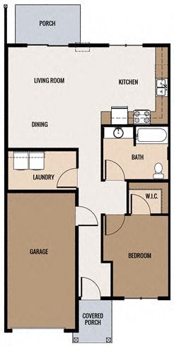 1-bedroom, 1-bathroom 857 square foot income-restricted apartment at Pioneer Ridge