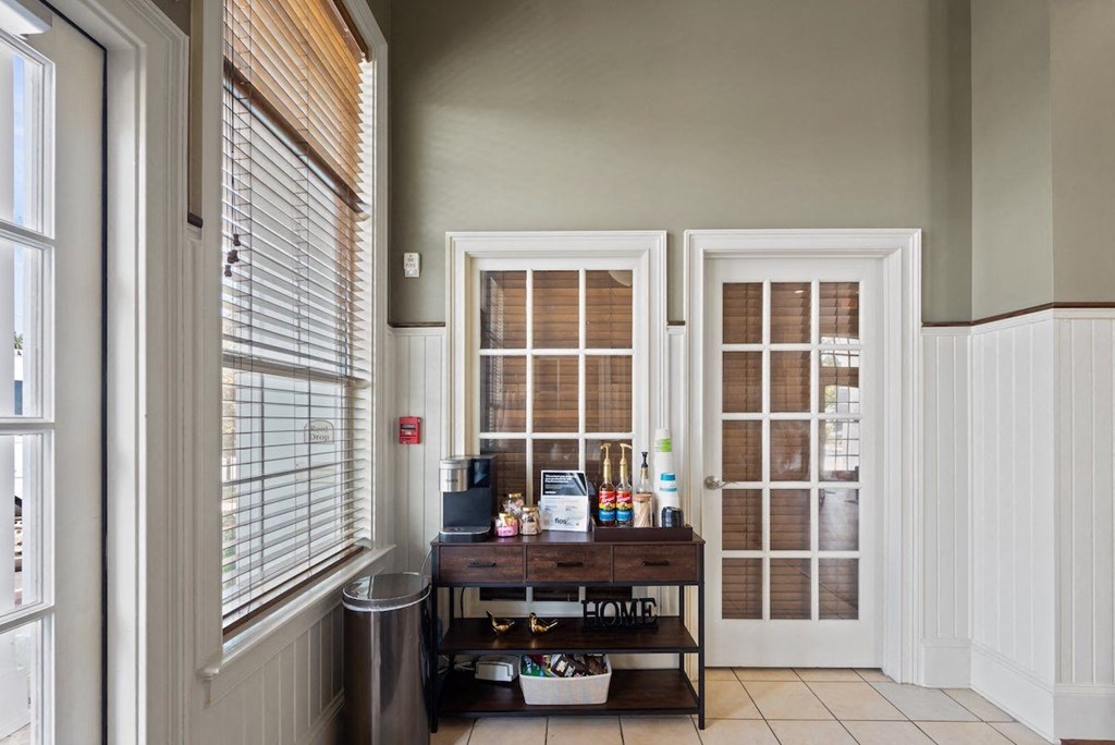 the coffee bar in the clubhouse at Centerville Manor in Virgina Beach, VA