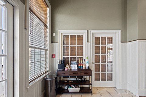 the coffee bar in the clubhouse at Centerville Manor in Virgina Beach, VA