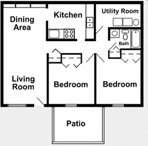The 2-bed, 1-bath 875 square foot floor plan at Eleven35 Apartments in Melbourne