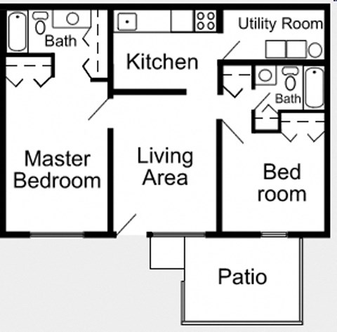 The 2-bed, 2-bath 875 square foot floor plan at Eleven35 Apartments in Melbourne