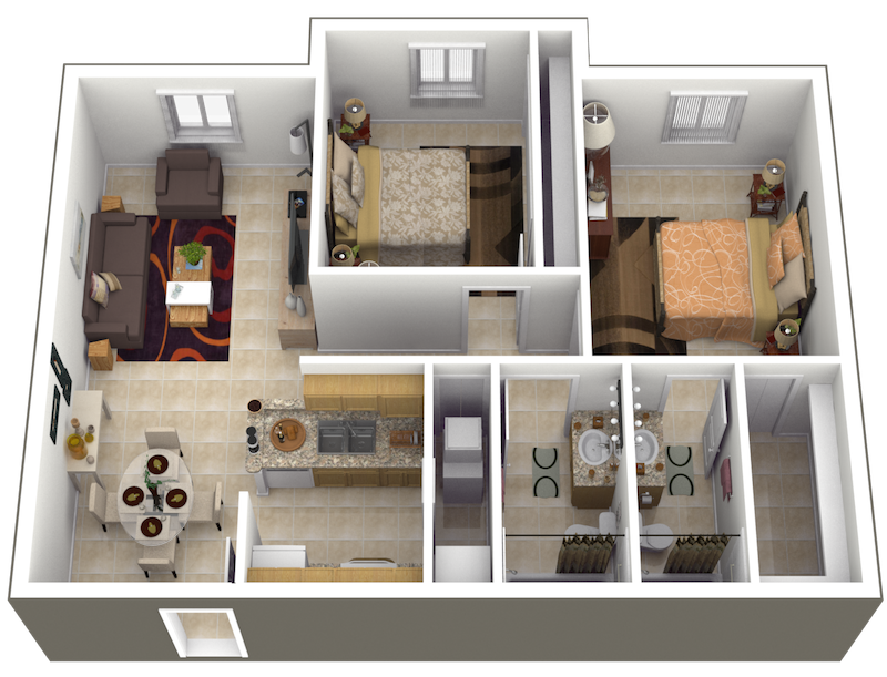 Tallman Pines I and II 2x2 apartment floor plan