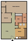 2BR-2BA 2 bedroom 2 bathroom floor plan at The View Apartments in Alabaster