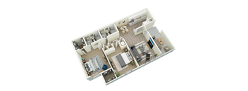 2-bedroom floor plan at Rock Creek Apartments in Cordova