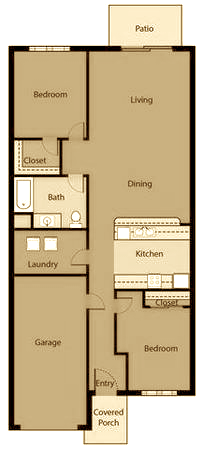 2-bedroom, 1-bathroom 1,085 square foot income-restricted apartment at Pioneer Ridge