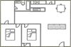 2x1-1100 2 bed, 1 bath 1100 square foot floor plan