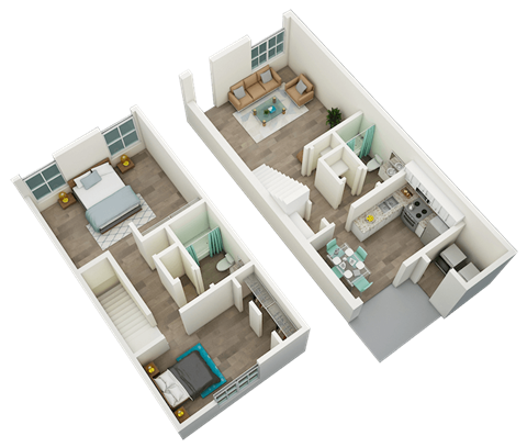 2 bedroom, 2 bathroom 1,051 townhome  at Huntsville Landing Apartments, Huntsville, AL, 35806