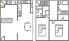 2x25-1000 2 bed, 2.5 bath 1000 square foot floor plan