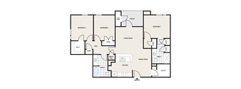 a floor plan of a bedroom apartment with an open floor plan