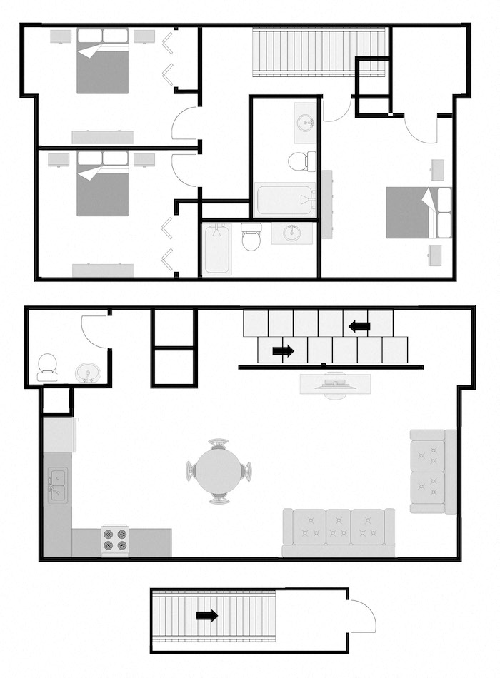 3 bedroom 2 and a half bathroom townhome with large downstairs living area