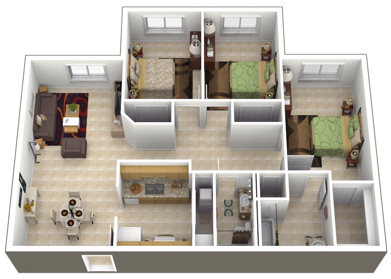 Tallman Pines I and II 3x2 apartment floor plan