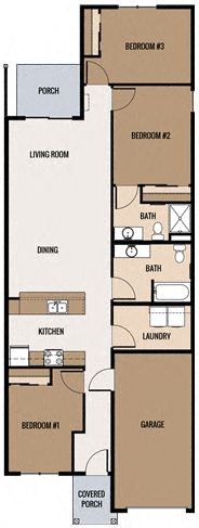 3-bedroom, 2-bathroom 1,317 square foot income-restricted apartment at Pioneer Ridge