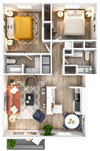 3D-2x2-1150 3D 2 bed, 2 bath 1150 square foot apartment home at The Jameson Apartments, Homewood, 35209