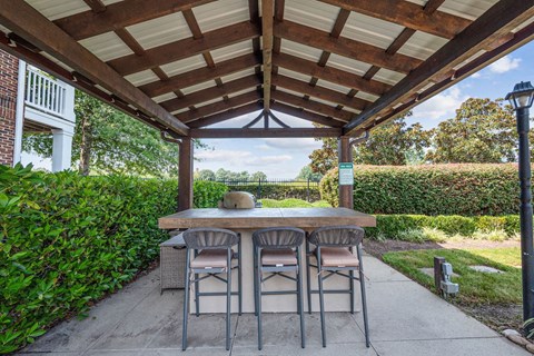 the grilling and chilling covered pergola at Centerville Manor Apartments in Virginia Beach
