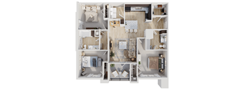 The three-bedroom, two-bathroom floor plan at Archer Green tax credit apartments in Augusta, GA