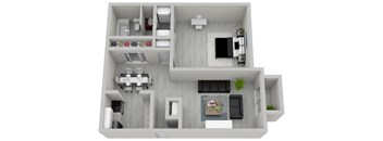 1-bedroom, 1-bathroom 745 square foot floor plan at The Onyx Hoover Apartments