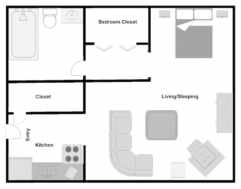 Mount Carmel Gardens Senior Apartments in Jacksonville, FL Alcove Studio Floor Plan