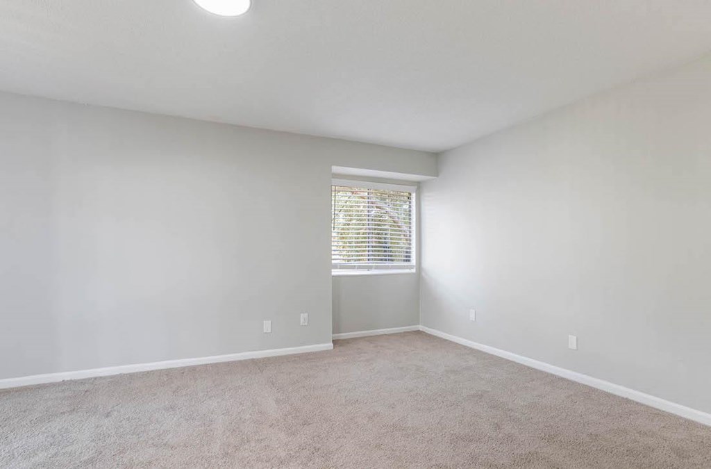 a bedroom with overhead lighting, a window, and a carpeted floor