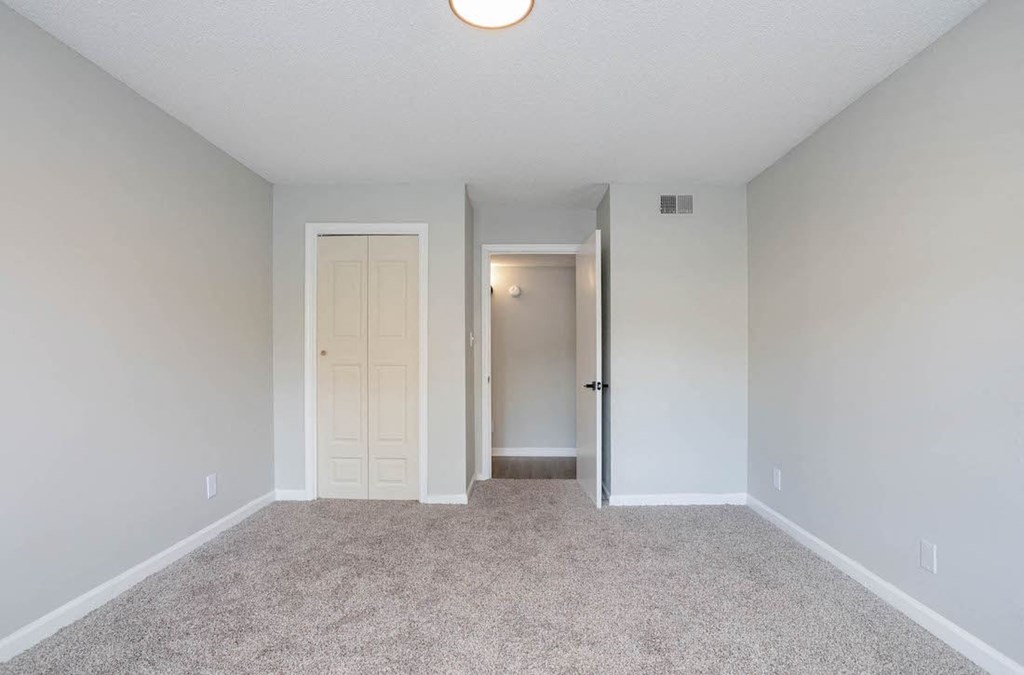 carpeted bedroom with closet and overhead lighting at The Onyx Hoover
