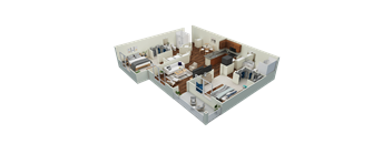 a 3d floor plan of a house