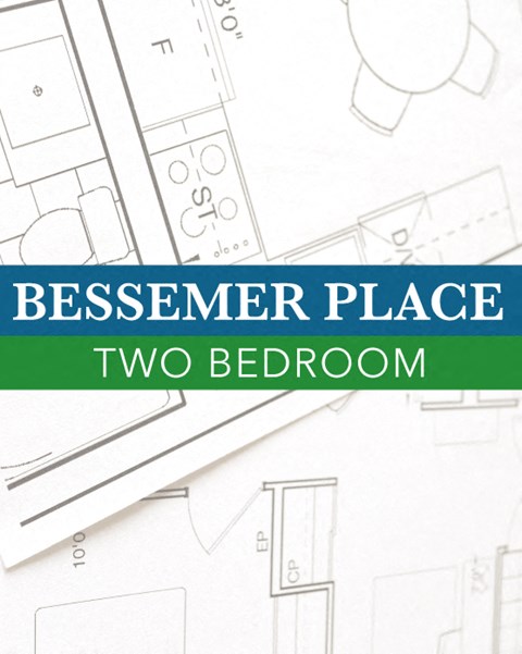 2BR-Placeholder Place holder for 950 square foot 2 bedroom floor plan with blue print and text