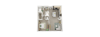 The Bungalow Floor plan 740 sqft 1-bedroom, 1-bathroom