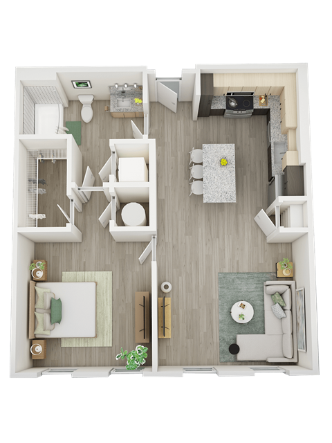The Bungalow Floor plan 740 sqft 1-bedroom, 1-bathroom