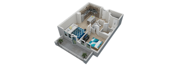 Calypso 1x1 floor plan at The Residences at The Green Apartments in Lakewood Ranch, FL