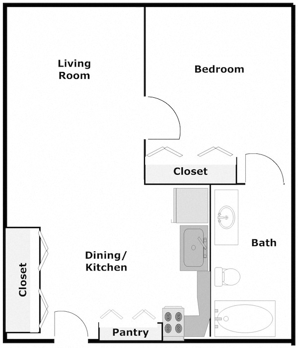 Casa Santa Marta II senior apartments in Sarasota, FL one bedroom one bathroom floor plan