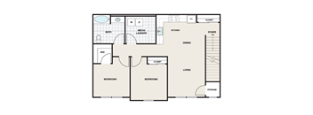 a floor plan of a house with an open floor plan with bedrooms and a bathroom