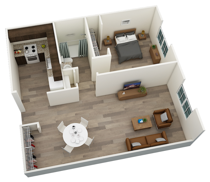 Central Manor Apartments in Daytona Beach, FL one bedroom one bathroom floor plan