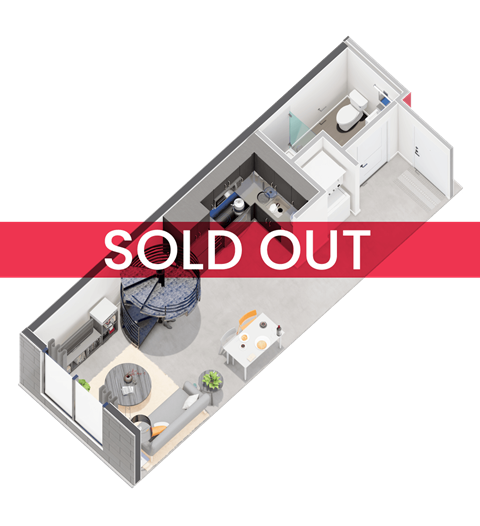 Lower level of the sold out loft floor plan at The Citizen Birmingham