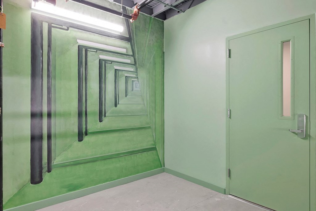 False hallway mural at The Citizen Birmingham Apartments