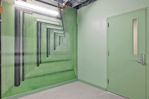 False hallway mural at The Citizen Birmingham Apartments