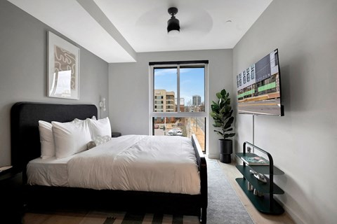 bed and furnishings in studio apart at The Citizen Birmingham