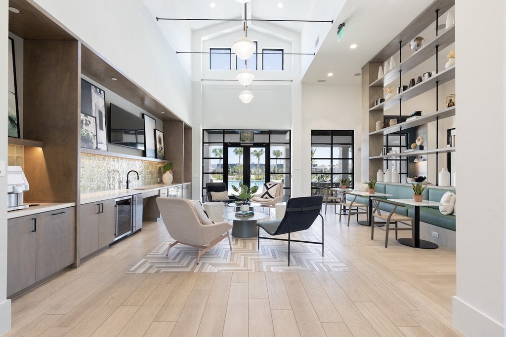 spacious clubhouse lounge and kitchenette cafe area at Lake Nona Concorde