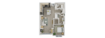 Cove 844 square foot, 1-bedroom, 1-bathroom floor plan