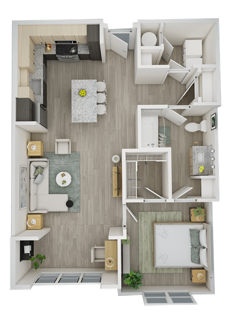 Cove 844 square foot, 1-bedroom, 1-bathroom floor plan