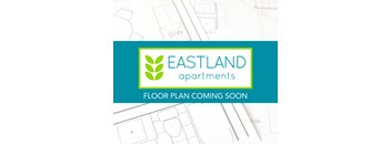 2x1.5, 1,025 square foot temp floor plan blueprint with the logo of Eastland Apartments overlayed on it
