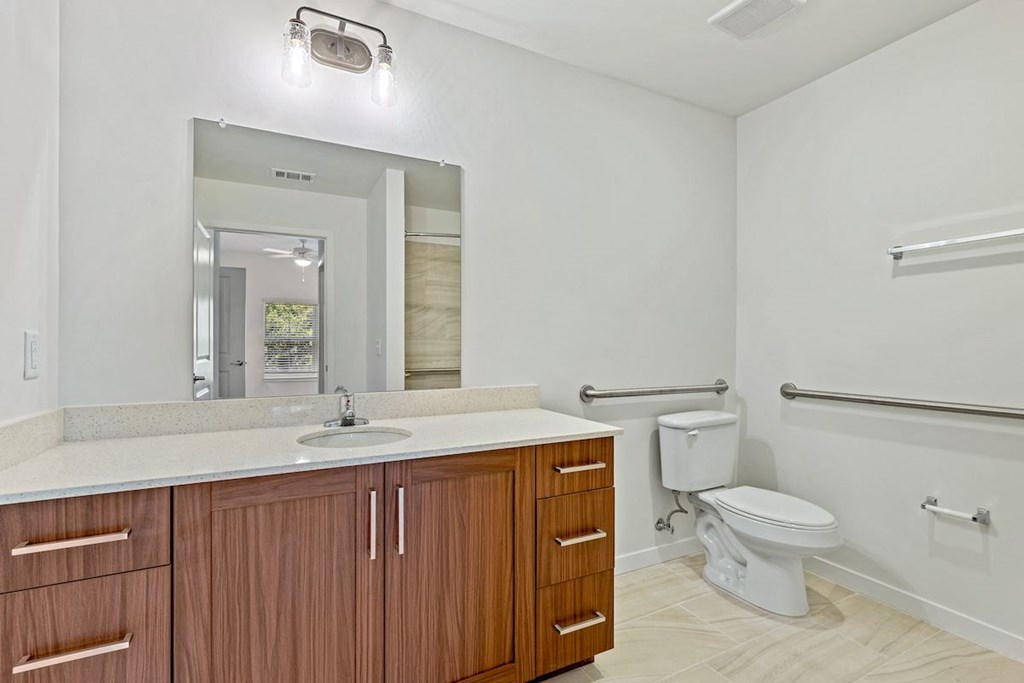 a bathroom with a toilet and a sink and a mirror